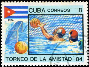 CUBA - CIRCA 1984: A stamp printed in CUBA shows water polo, series friendship tournament 1984, circa 1984