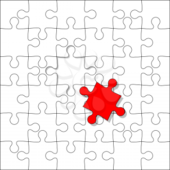 Background Vector Illustration jigsaw puzzle. Separately with one red.