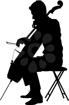 Silhouettes a musician playing the cello. Vector illustration.