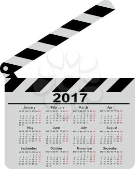 calendar for 2017 movie clapper board Vector Illustration.