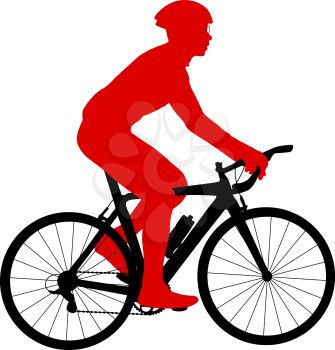 Silhouette of a sports cyclist on a white background.