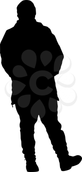 Silhouette of a walking man on a white background.