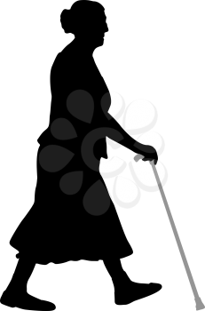 Silhouette of disabled people on a white background.