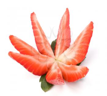 Sliced strawberry isolated on white background