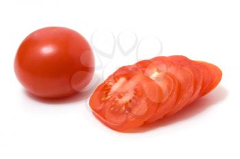 sliced tomato isolated on white