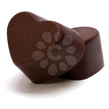 Heart shaped chocolates isolated on white background