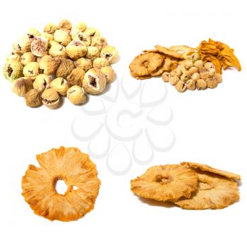 dried fruits assortment isolated on white background