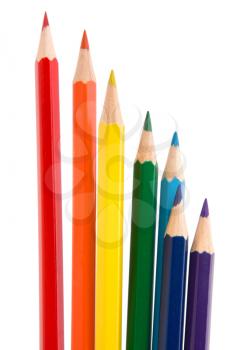 Colouring crayon pencils bunch isolated on white background