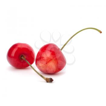 Two cherry berries isolated on white background