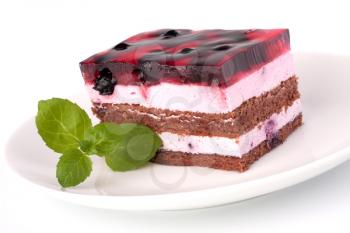 Delicious  cake piece on white background