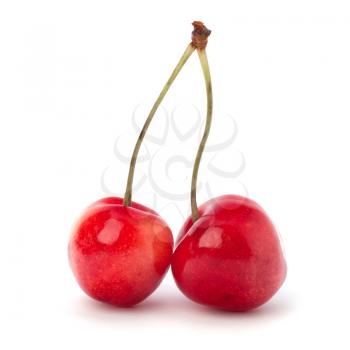 Two cherry berries isolated on white background