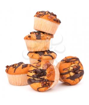 Stacked muffins  isolated on white background