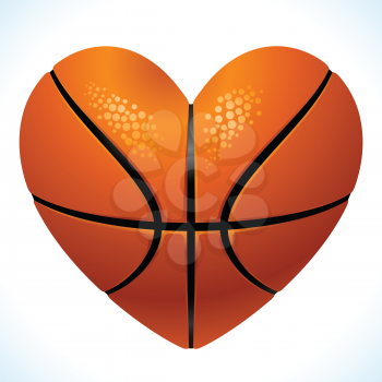 Royalty Free Clipart Image of a Heart Shaped Basketball