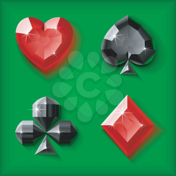 Royalty Free Clipart Image of a Jeweled Card Suits