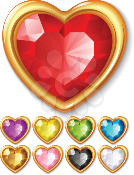Royalty Free Clipart Image of Jeweled Hearts