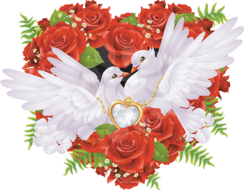 Royalty Free Clipart Image of a Two Love Doves
