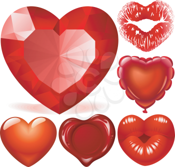 Royalty Free Clipart Image of a Red Hearts Set
