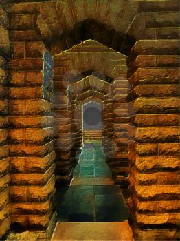 Royalty Free Photo of an Illustration of a Stone Archway
