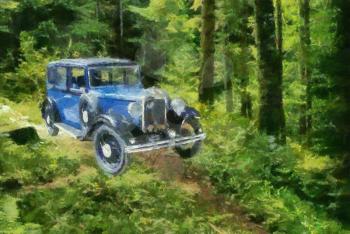 Royalty Free Photo of an Oil Painting of an Austin Berkeley 1932 