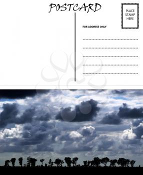 Royalty Free Photo of a Postcard Template with African Cloudy Sky