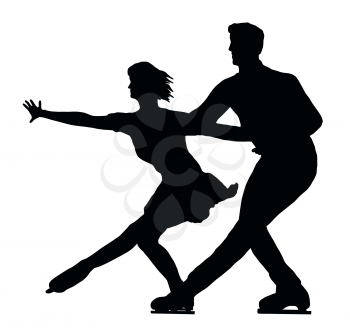 Silhouette of Ice Skater Couple Side by Side