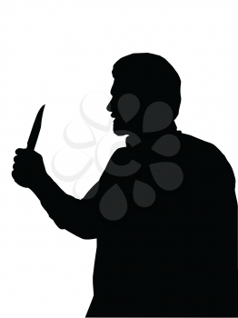 Silhouette of Man holding Knife in one Hand 