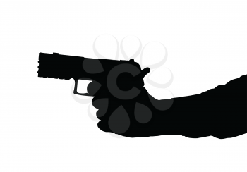Silhouette of arm and Hand holding a Pistol 