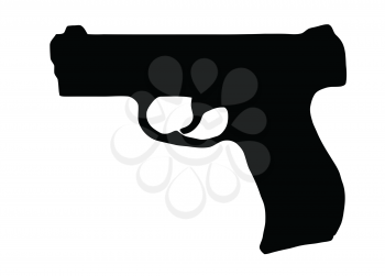 Isolated Firearm - Pistol – black on white silhouette
