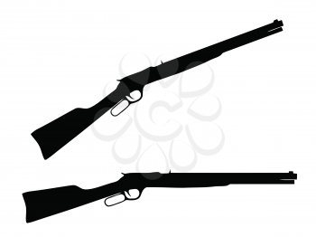 Isolated Firearm - Western type Rifle – black on white silhouette
