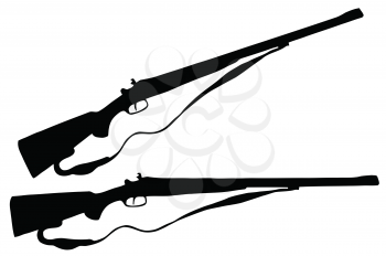 Isolated Firearm - Large caliber (Elephant) hunting rifle – black on white silhouette
