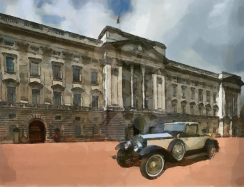 Vector Rolls Royce Phantom II Henley Roadster in front of Palace Painting.