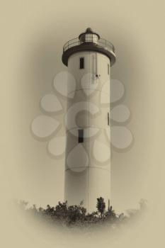 Sepia Close-up of a Lighthouse During Daytime