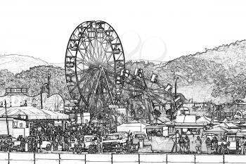 Royalty Free Clipart Image of an Amusement Park Illustration