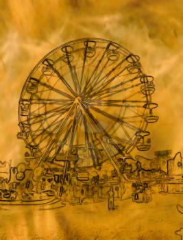 Royalty Free Clipart Image of a Ferris Wheel