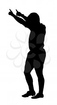 Royalty Free Clipart Image of a Rugby Ref Indicating Penalty Kick