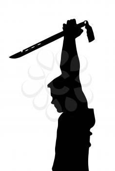 Teen Boy Silhouette Ninja Kid Holding a Samurai Sword 