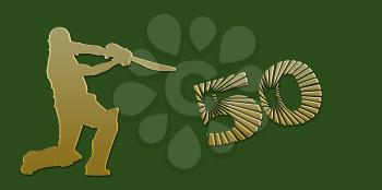 Golden Half Century or Limited Overs Cricket Banner on Green Background