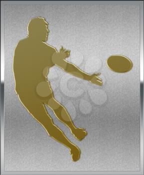 Gold on Silver Rugby Sport Emblem or Medal