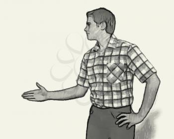 Sketch Teen boy body language expressions - Extended Hand Greeting