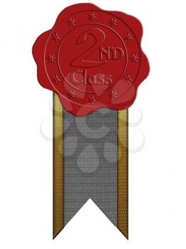 Second Class Red Wax Seal with Stars and Ribbon