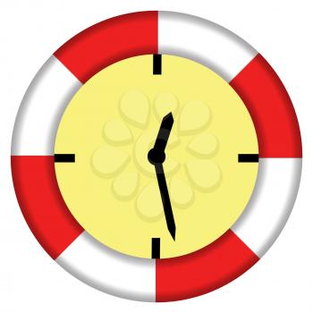 Illustrating the expression - saving time with lifebuoy and clock