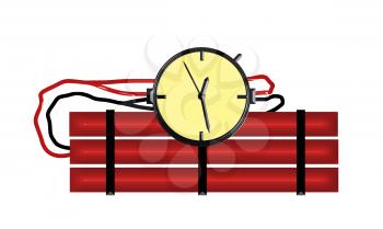 Red Candle Stick Dynamite Bomb Illustration with Clock Timer