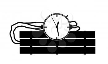 Black and White Candle Stick Dynamite Bomb Illustration with Clock Timer