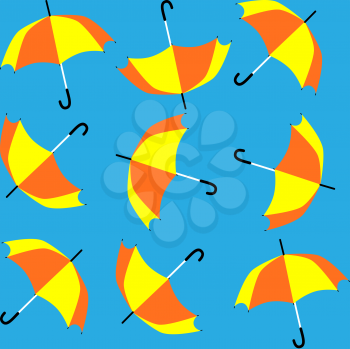 Royalty Free Clipart Image of a Seamless Pattern With Umbrellas