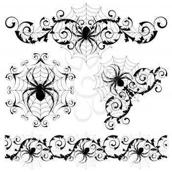 Royalty Free Clipart Image of Spider Web Elements