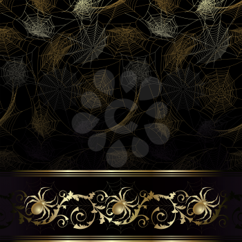 Royalty Free Clipart Image of a Black Background With Spiders