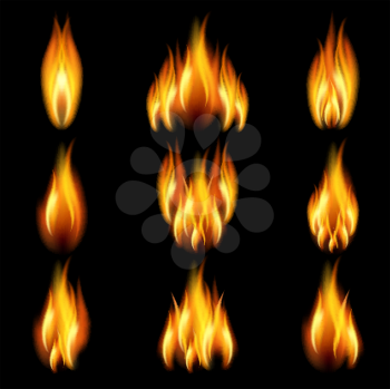 Royalty Free Clipart Image of a Set of Flames