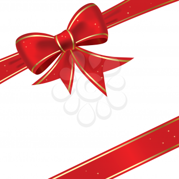 Royalty Free Clipart Image of a Red Bow on White