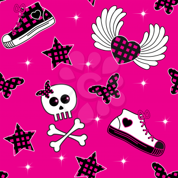 Royalty Free Clipart Image of an Emo Background of Pink