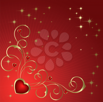 Royalty Free Clipart Image of a Heart Background With Flourishes